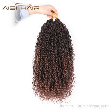 Aisi Hair Goddess Faux Locs Crochet Braids Hair Synthetic Brown Loose Wave Braids Hairpieces Extensions For Black Women